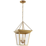 Cornice Lantern Pendant - Hand-Rubbed Antique Brass / Clear