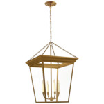 Cornice Lantern Pendant - Hand-Rubbed Antique Brass / Clear