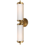 Merchant Bathroom Vanity Light - Hand-Rubbed Antique Brass / White