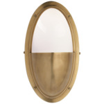 Pelham Oval Wall Sconce - Hand-Rubbed Antique Brass / White