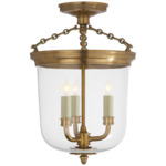 Merchant Semi Flush Ceiling Light - Hand-Rubbed Antique Brass / Clear