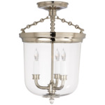 Merchant Semi Flush Ceiling Light - Polished Nickel / Clear