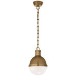 Hicks Globe Pendant - Hand Rubbed Antique Brass / White