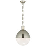 Hicks Globe Pendant - Antique Nickel / White