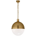 Hicks Globe Pendant - Hand Rubbed Antique Brass / White