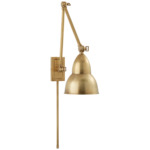 French Library Plug-in Swing Arm Wall Sconce - Hand-Rubbed Antique Brass