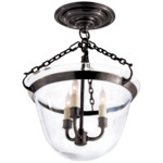 Country Bell Jar Semi Flush Ceiling Light - Bronze / Clear