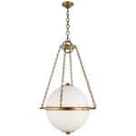 Modern Globe Pendant - Antique Burnished Brass / White