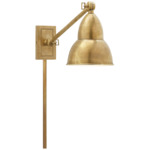 French Library Plug-in Swing Arm Wall Sconce - Hand Rubbed Antique Brass