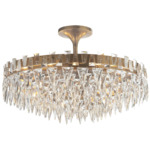 Trillion Semi Flush Ceiling Light - Hand-Rubbed Antique Brass / Crystal