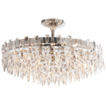 Trillion Semi Flush Ceiling Light - Polished Nickel / Crystal