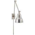 French Library Plug-in Swing Arm Wall Sconce - Polished Nickel