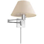 VC Classic Shade Swing Arm Plug-in Wall Light - Polished Nickel / Linen