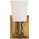 Bryant Single Wall Sconce - Hand Rubbed Antique Brass / White