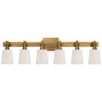 Bryant Bathroom Vanity Light - Hand-Rubbed Antique Brass / White