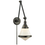 Gale Swing Arm Plug-in Wall Sconce - Bronze / White Glass