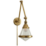 Gale Swing Arm Plug-in Wall Sconce - Hand Rubbed Antique Brass / Seeded Glass