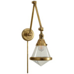 Gale Swing Arm Plug-in Wall Sconce - Hand-Rubbed Antique Brass / Seeded Glass