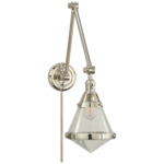 Gale Swing Arm Plug-in Wall Sconce - Polished Nickel / Seeded Glass