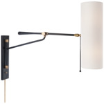 Frankfort Plug-in / Hardwired Articulating Wall Light - Black / Brass / Linen