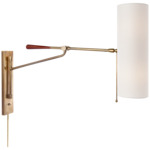 Frankfort Plug-in / Hardwired Articulating Wall Light - Hand Rubbed Antique Brass / Linen