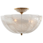 Rosehill Semi Flush Ceiling Light - Hand-Rubbed Antique Brass / White