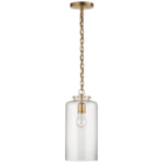 Katie Cylinder Pendant - Hand-Rubbed Antique Brass / Clear
