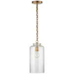 Katie Cylinder Pendant - Hand-Rubbed Antique Brass / Seeded