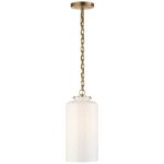 Katie Cylinder Pendant - Hand-Rubbed Antique Brass / White