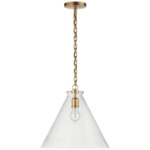 Katie Conical Pendant - Hand-Rubbed Antique Brass / Clear
