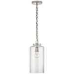 Katie Cylinder Pendant - Polished Nickel / Clear