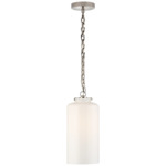 Katie Cylinder Pendant - Polished Nickel / White