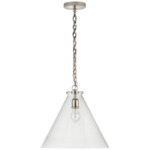 Katie Conical Pendant - Polished Nickel / Clear