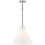 Katie Conical Pendant - Polished Nickel / White