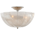 Rosehill Semi Flush Ceiling Light - Polished Nickel / White