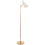 Clemente Adjustable Floor Lamp - Hand Rubbed Antique Brass / White
