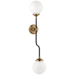 Bistro Double Wall Sconce - Hand-Rubbed Antique Brass / White