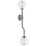Bistro Double Wall Sconce - Polished Nickel / Clear