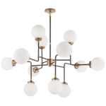 Bistro Arm Chandelier - Hand-Rubbed Antique Brass / White