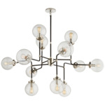 Bistro Arm Chandelier - Polished Nickel / Clear