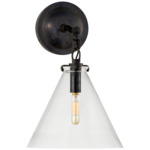 Katie Conical Wall Sconce - Bronze / Clear