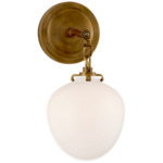 Katie Acorn Wall Sconce - Hand-Rubbed Antique Brass / White