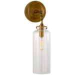 Katie Cylinder Wall Sconce - Hand-Rubbed Antique Brass / Clear