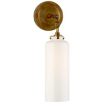 Katie Cylinder Wall Sconce - Hand-Rubbed Antique Brass / White