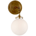 Katie Globe Wall Sconce - Hand-Rubbed Antique Brass / White