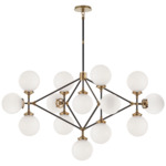 Bistro Chandelier - Hand-Rubbed Antique Brass / Black / White