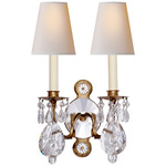 Yves Double Wall Sconce - Gilded Iron / Crystal / Natural Percale