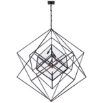 Cubist Chandelier - Aged Iron / Clear