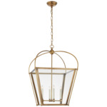 Riverside Square Pendant - Antique-Burnished Brass / Clear