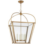 Riverside Square Pendant - Antique-Burnished Brass / Clear